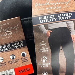 New Original Weatherproof Vintage Fleece Lined Pants Black 34/30 NWT